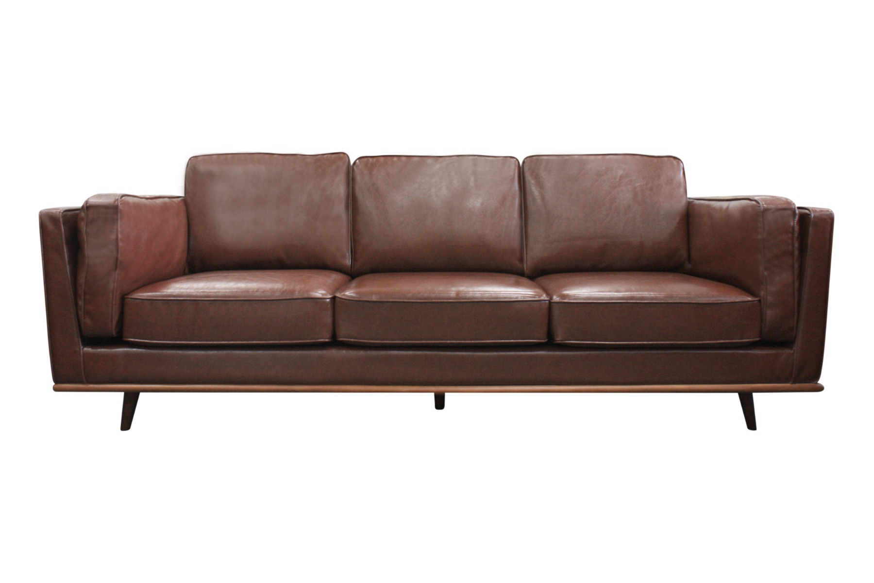 01_114_2_28 3 Seater Faux Sofa Brown Lounge Set for Living Room Couch with Wooden Frame - Image 1