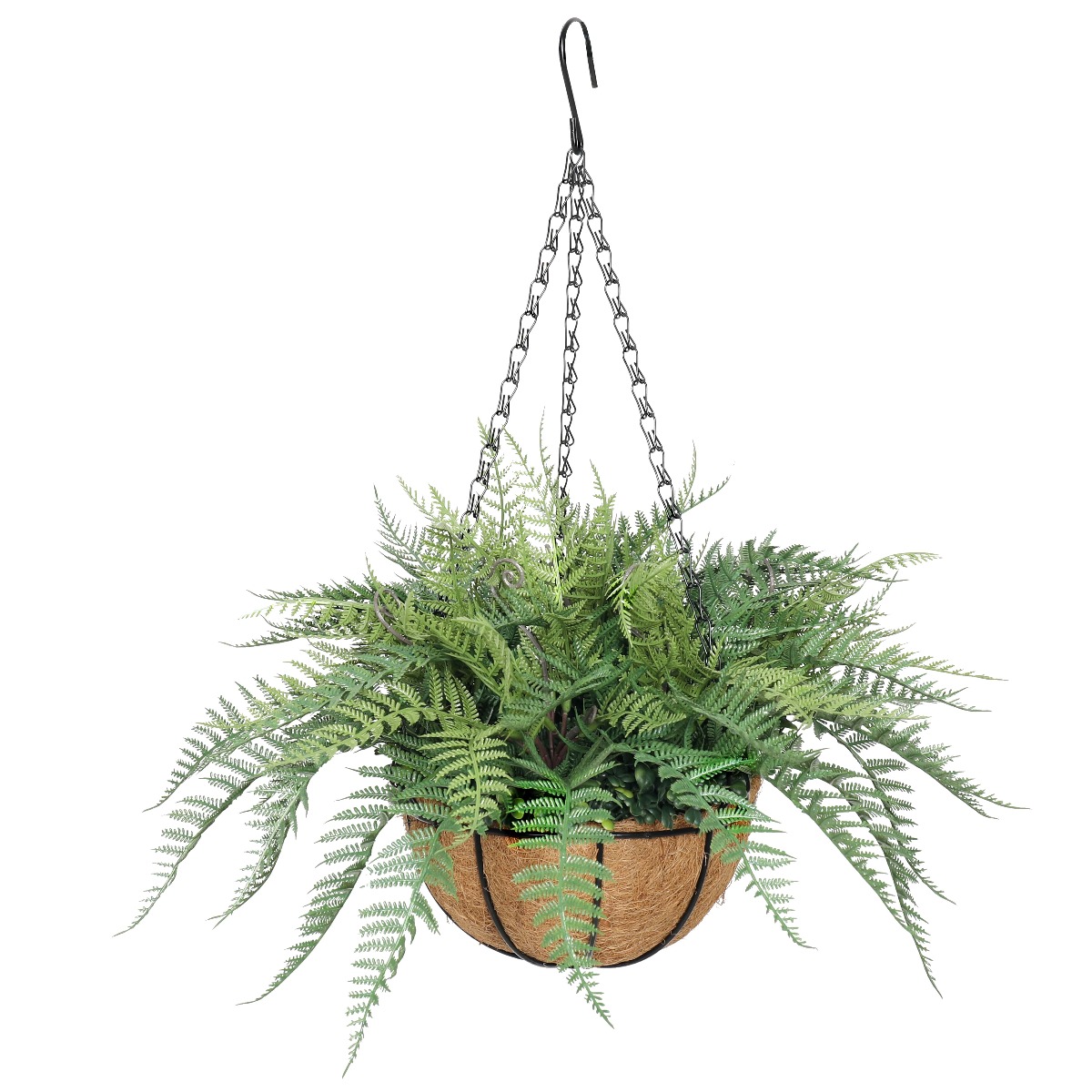 1159658_basket-min_7 Potted Fern Hanging Basket (Fresh Green) UV Resistant 55cm - Image 1