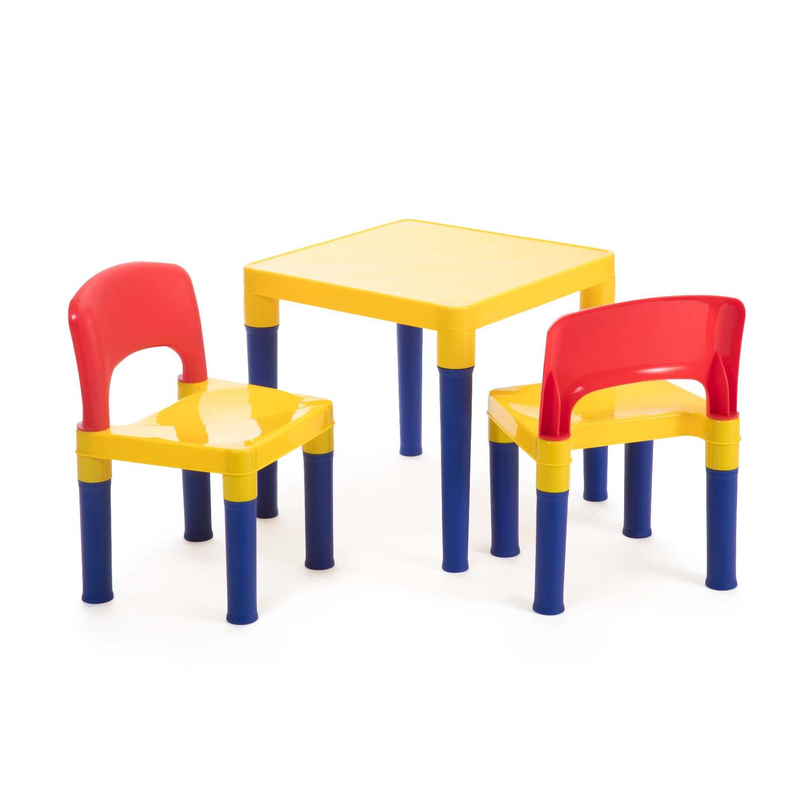 8101 Kids Table & 2 Chairs Plastic Set (Blue, Red & Yellow) - Image 1