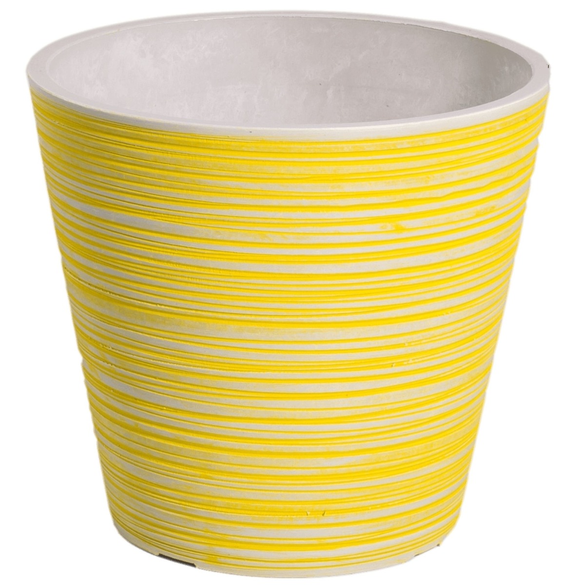9560014_3 Yellow and White Engraved Pot 14cm - Image 1