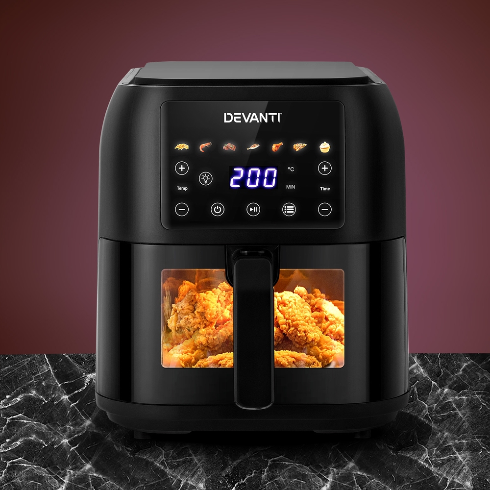 AF-K-G-8008-BK-150650-06 Devanti Air Fryer 8L LCD Fryers - Image 1