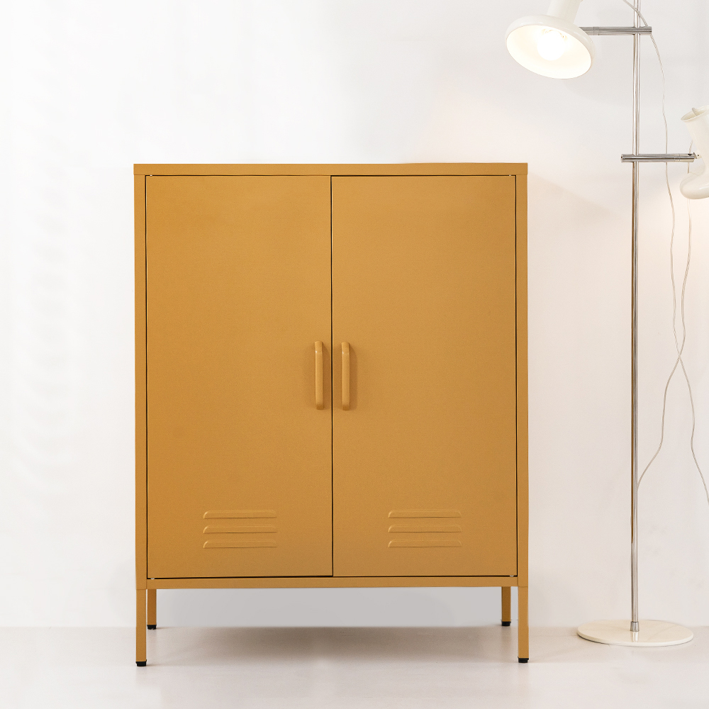 AI-LOCKER-MI-YE-24527-07 Artiss Buffet Sideboard Metal Cabinet - SWEETHEART Yellow - Image 1
