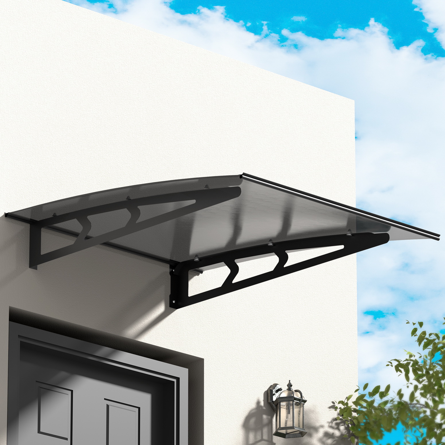 AWN-B-1X1-SLD-METAL-GR-150708-03 Instahut Window Door Awning Canopy 1mx1m Grey Solid Sheet Metal Frame - Image 1