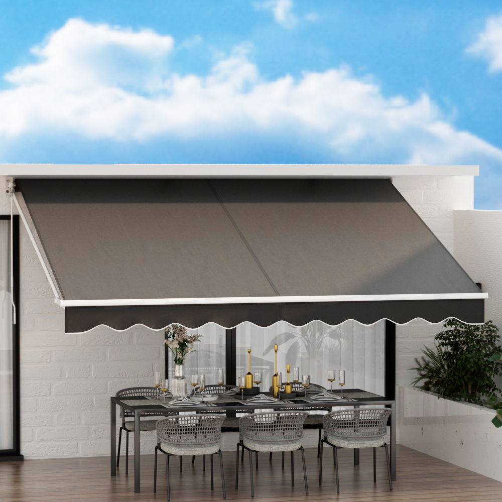 AWN-B-ARM-REMOTE-40X25-GREY-120948-05 Instahut Retractable Folding Arm Awning Motorised Sunshade 4Mx2.5M Grey - Image 1