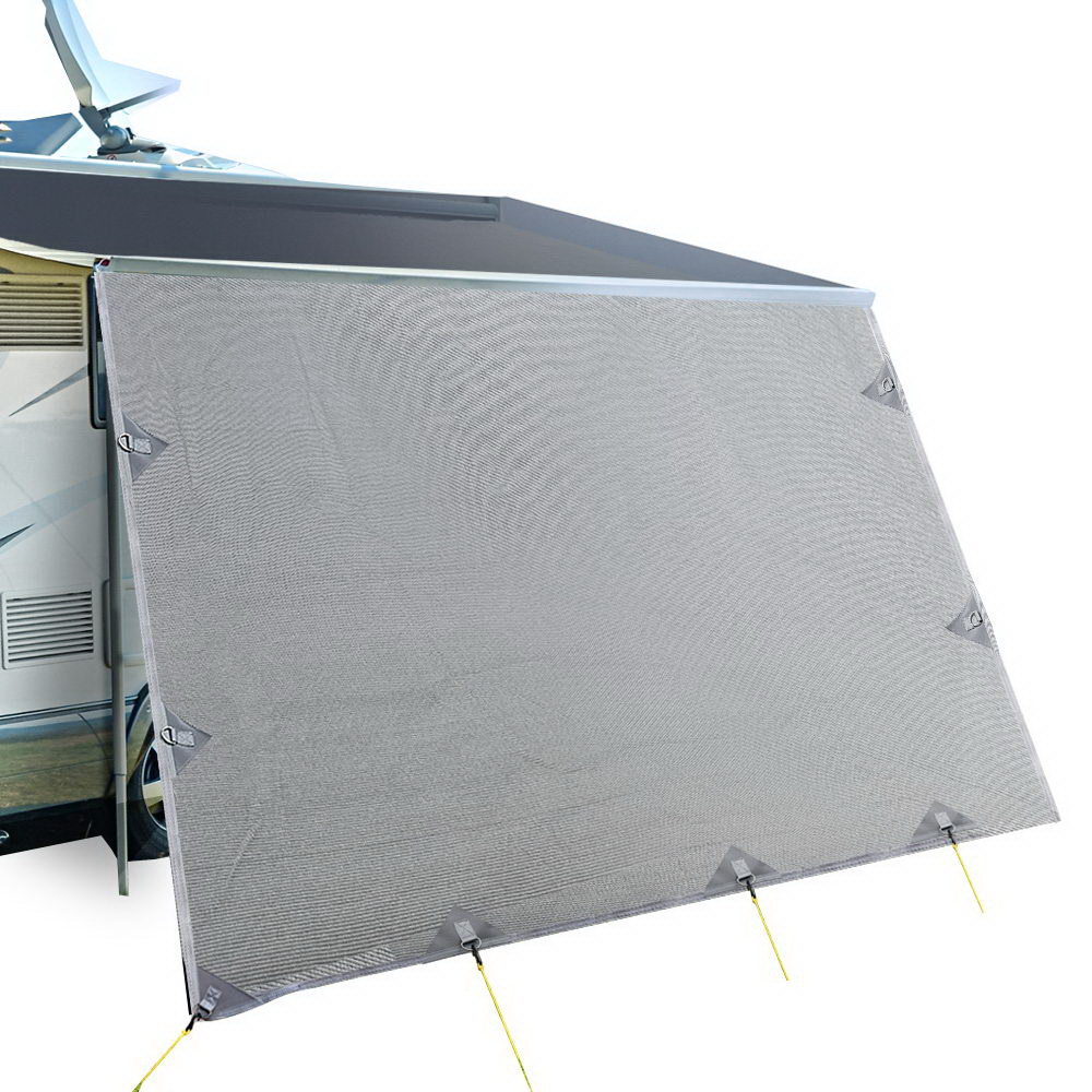 AWN-CV-B-SS-43-00 Caravan Privacy Screen Roll Out Awning 4.3X1.95M End Wall Side Sun Shade Grey - Image 1