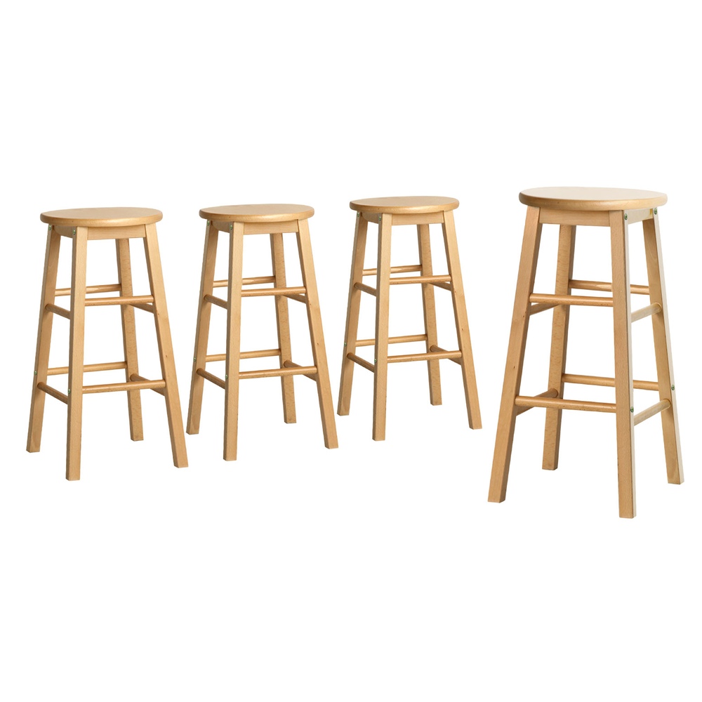 BA-G-7033-NTX4-202503041126-00 Artiss 4x Bar Stools Round Chairs Wooden Nature - Image 1