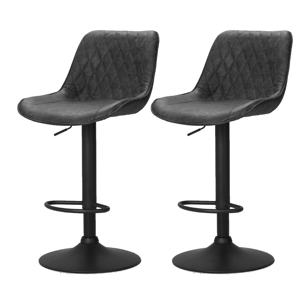 BA-K-9976-BKX2-202503041130-00 Artiss 2x Bar Stools Gas Lift Vintage Leather Black - Image 1