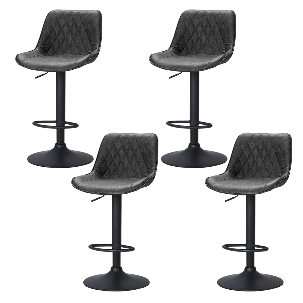 BA-K-9976-BKX4-202503041130-00 Artiss 4x Bar Stools Gas Lift Vintage Leather Black - Image 1