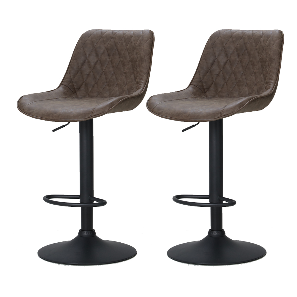 BA-K-9976-BRX2-202503041132-00 Artiss 2x Bar Stools Gas Lift Vintage Leather Brown - Image 1