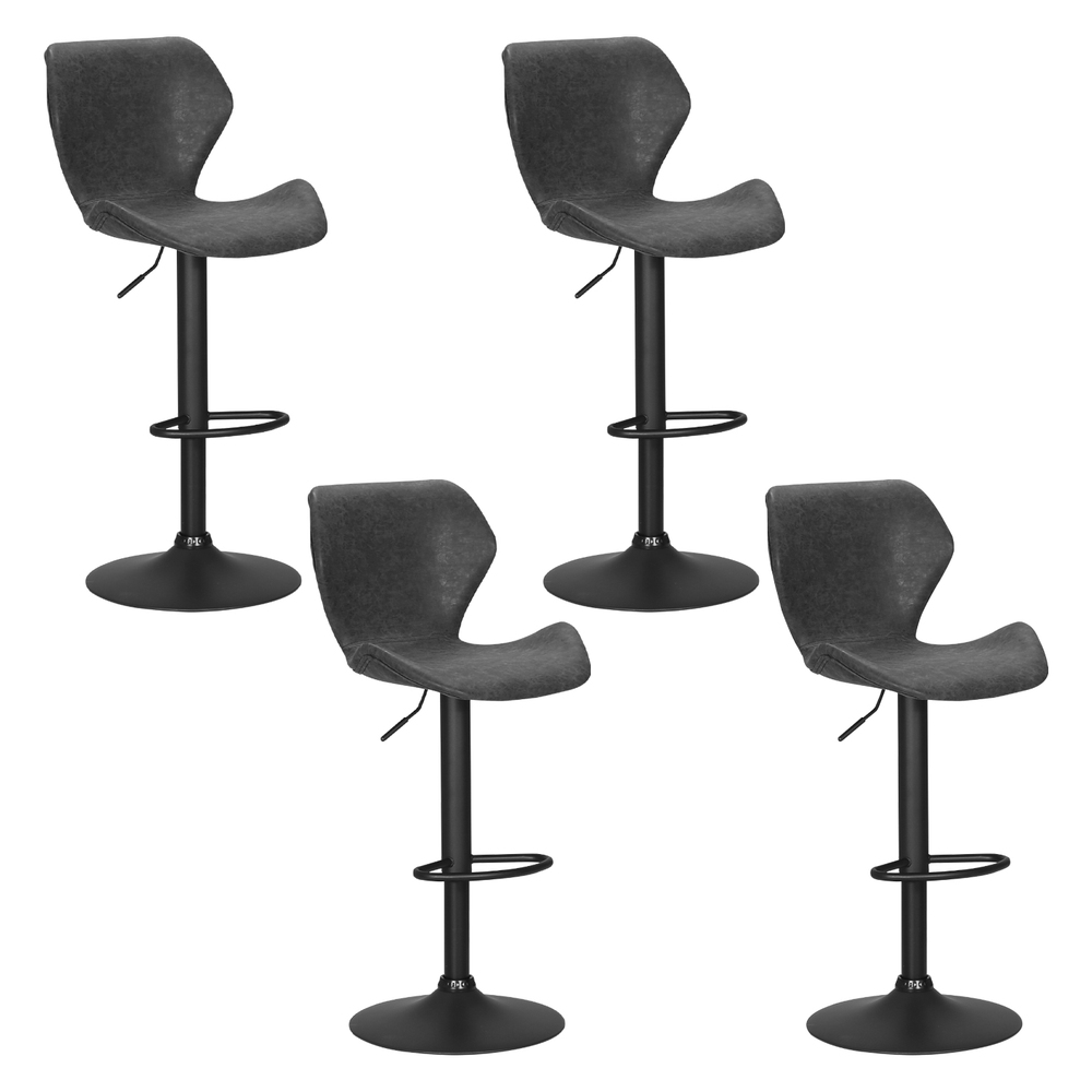 BA-K-9977-BKX4-202503041132-00 Artiss 4x Bar Stools Vintage Leather Gas Lift Black - Image 1