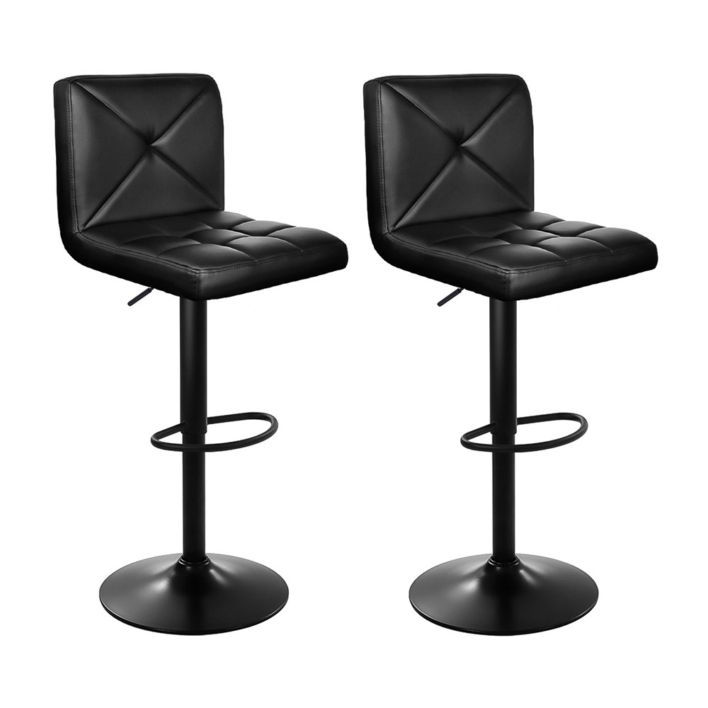 BA-TW-1536-BKX2-202503051322-00 Artiss 2x Bar Stools Kitchen Dining Chairs Gas Lift Stool Leather Black - Image 1