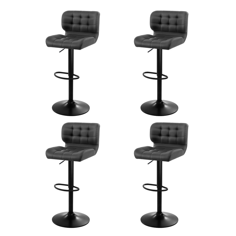 BA-TW-4059-CB-GYX4-202503041134-00 Artiss 4x Bar Stools Gas Lift Leather Padded Grey - Image 1