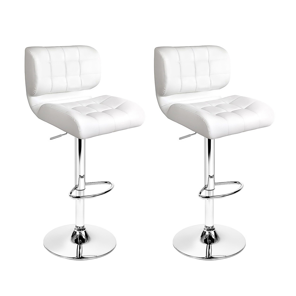 BA-TW-4059-WHX2-202503051312-01 Artiss 2x Bar Stools Gas Lift Leather Padded White - Image 1