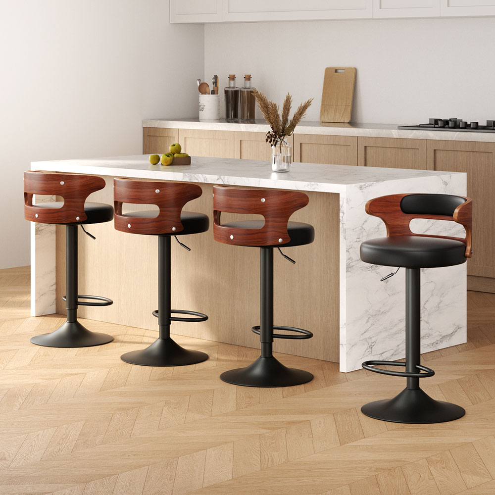 BA-TW-8005-BKX4-202502282106-00 Artiss 4x Bar Stools Gas Lift Faux Leather - Image 1