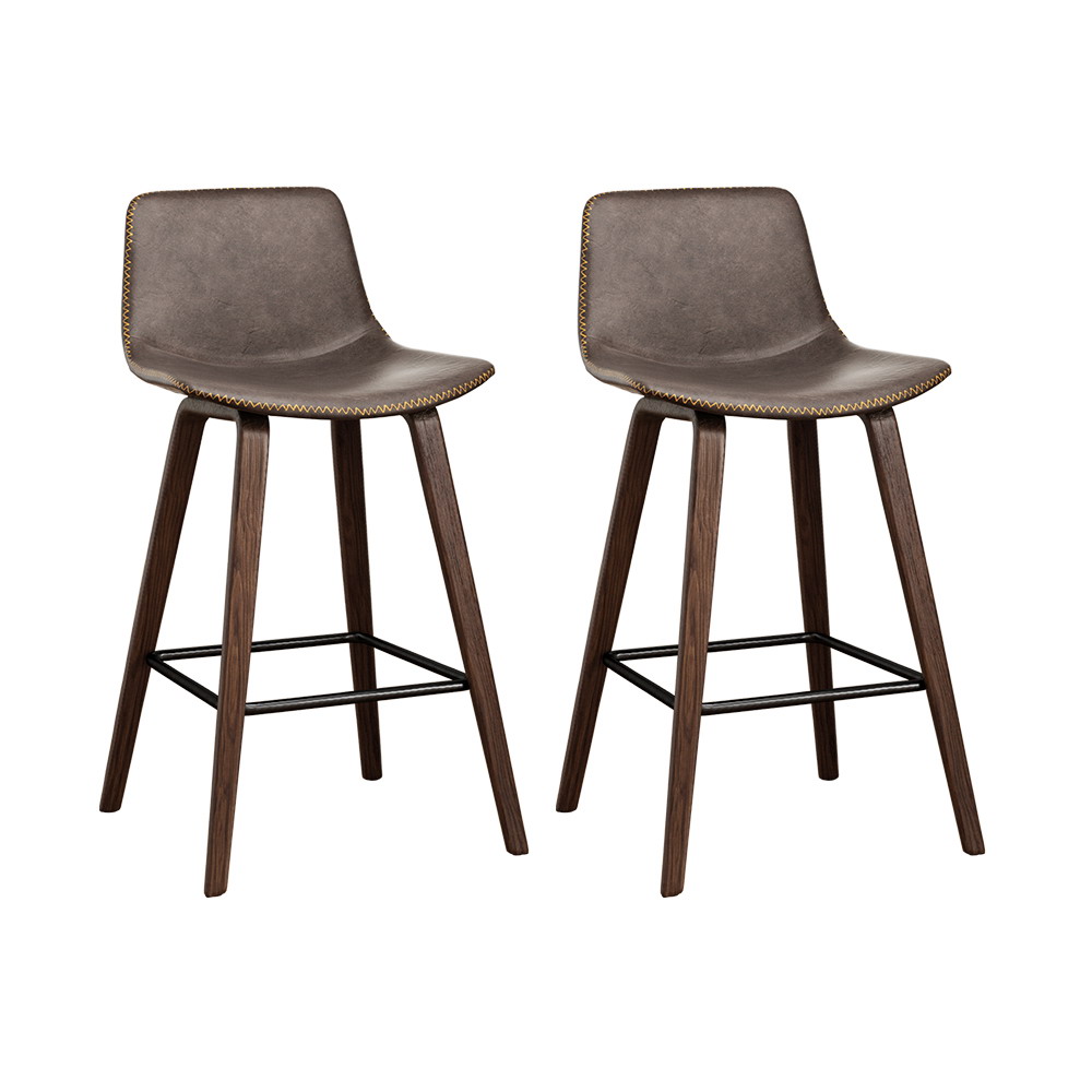 BA-TW-8701-BZX2-202503041136-00 Artiss Bar Stools Kitchen Counter Barstools Leather Wooden Chairs x2 - Image 1