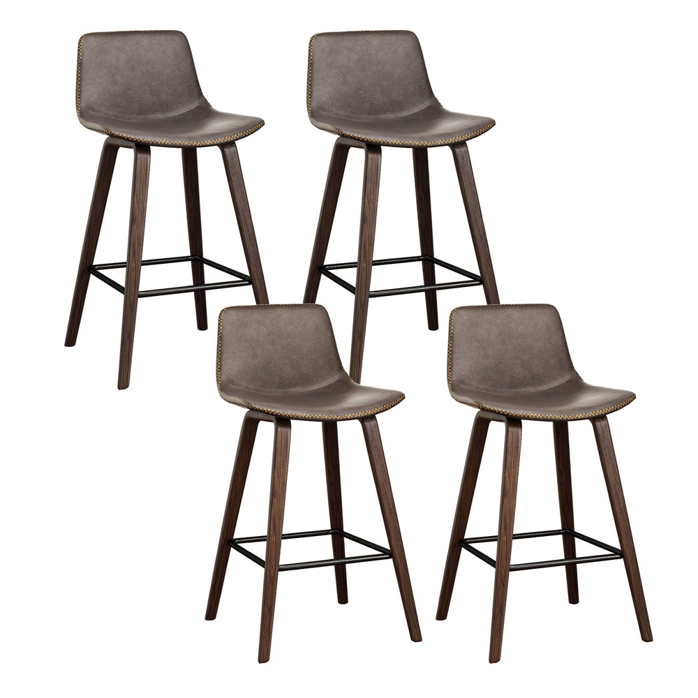 BA-TW-8701-BZX4-202503051330-00 Artiss 4x Bar Stools Vintage Leather Wooden - Image 1