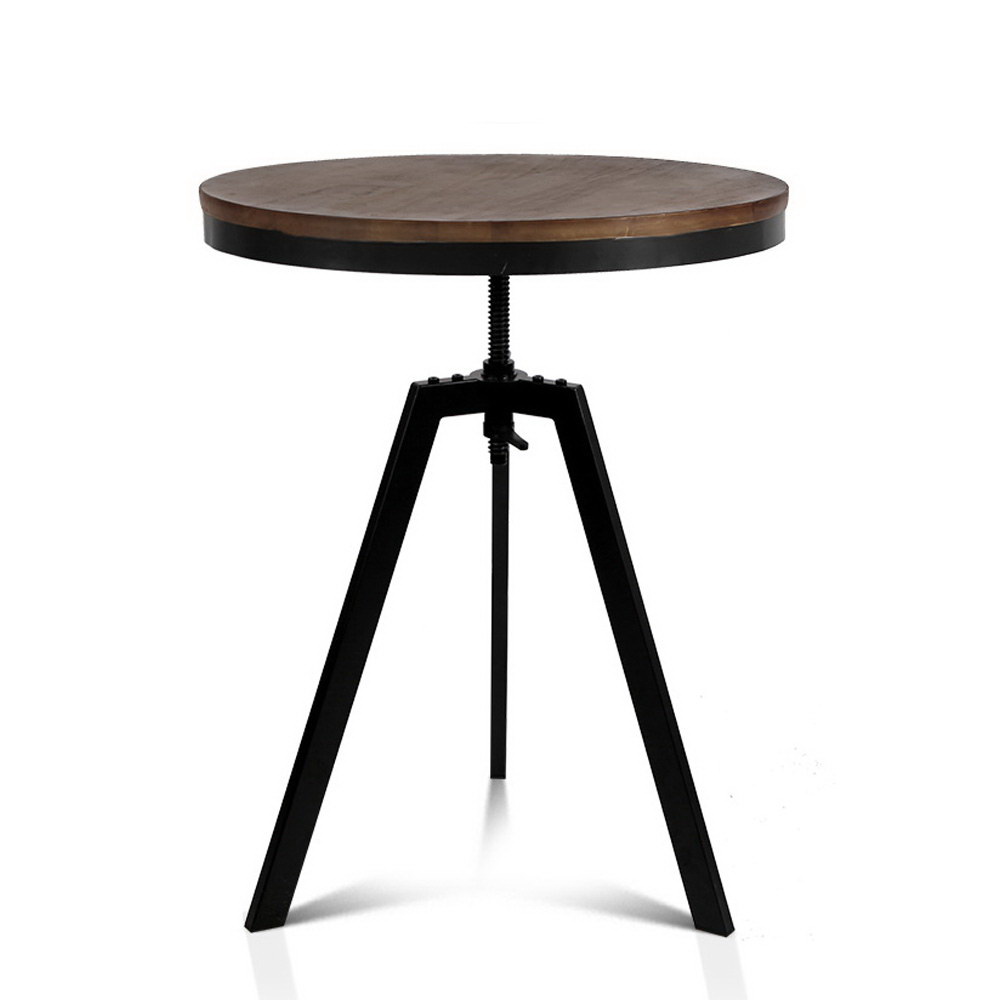 BA-TW-V17-COF-TAB-202504111612-00 Artiss Bar Table 67-86CM Height Round Brown - Image 1