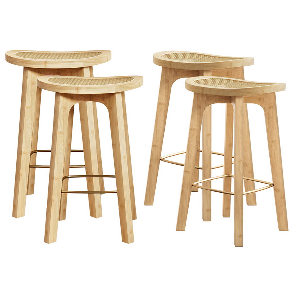 BA-Y-1033-NAX4-202508121946-00 Artiss 4x Bar Stools Bamboo Rattan Stool Counter Chair Kitchen Barstools - Image 1