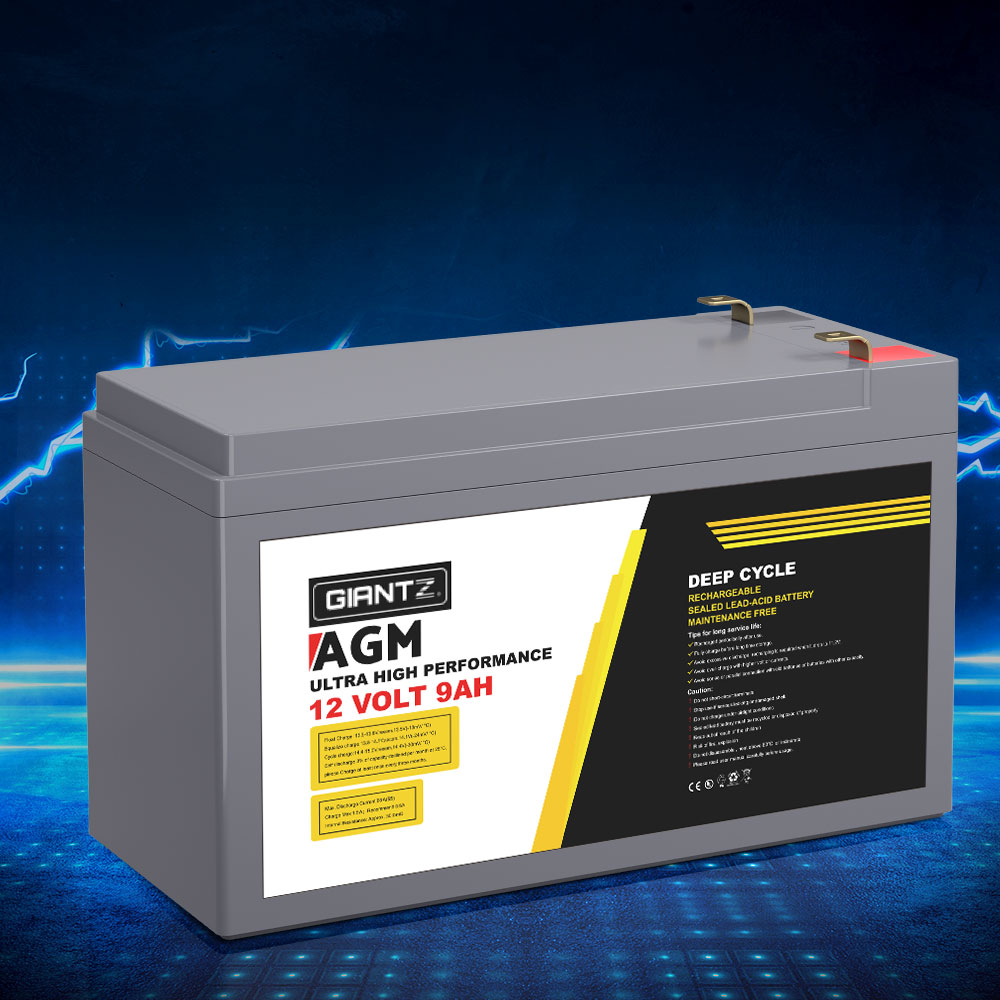 BATTERY-C-AGM-9-120203-06 Giantz AGM Deep Cycle Battery 12V 9Ah Box Portable Solar Caravan Camping - Image 1
