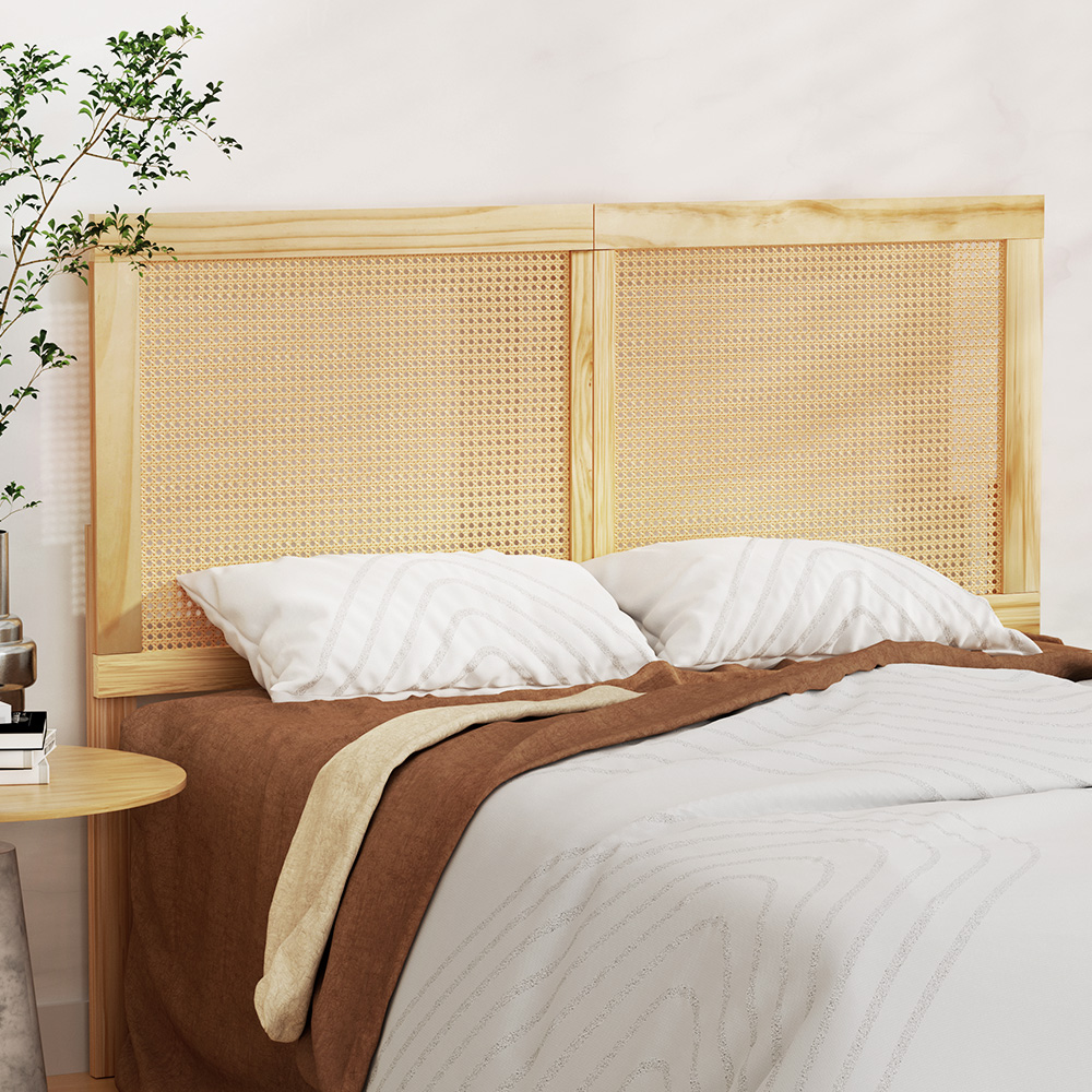 BED-HEAD-RIBO-D-WD-97963-05 Artiss Bed Head Headboard Double Rattan - RIBO Pine - Image 1