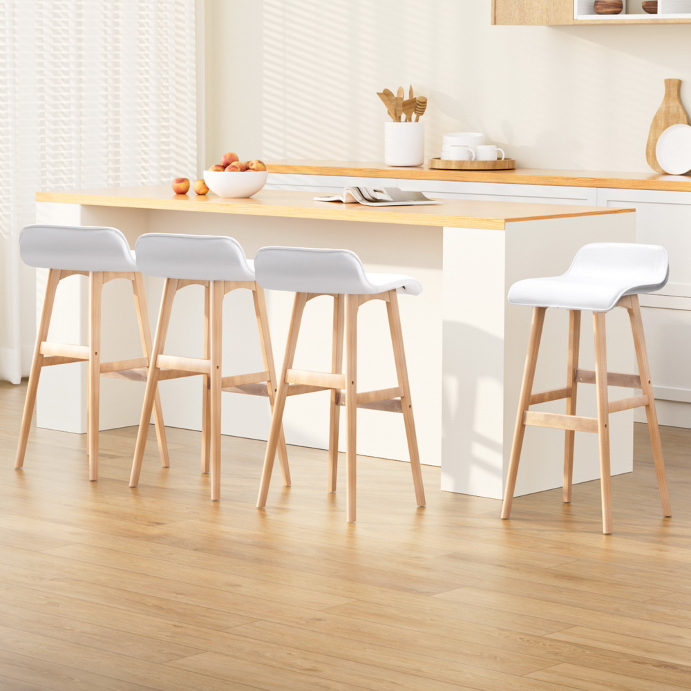 BENT-C-077-WHX4-202502281022-00 Artiss 4x Bar Stools Wooden Stool White - Image 1