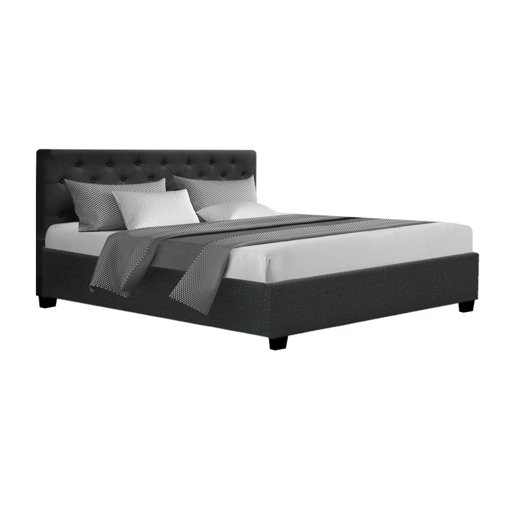 BFRAME-E-VILA-Q-CHAR-AB-202503041142-00 Artiss Bed Frame Queen Size Gas Lift Charcoal VILA - Image 1