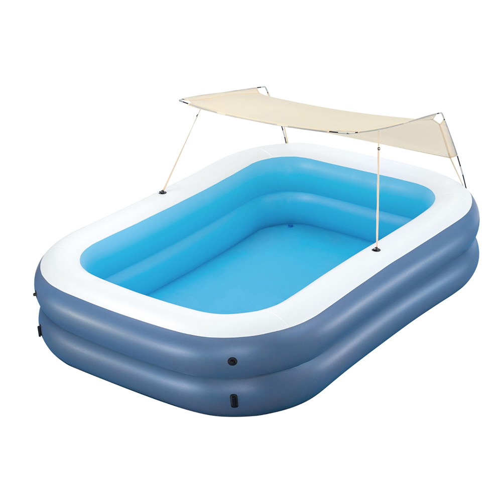 BW-POOL-KID-SQ-54449-190115-00 Bestway Kids Inflatable Pool Above Ground Splash Pool with Sunshade 254x178cm - Image 1