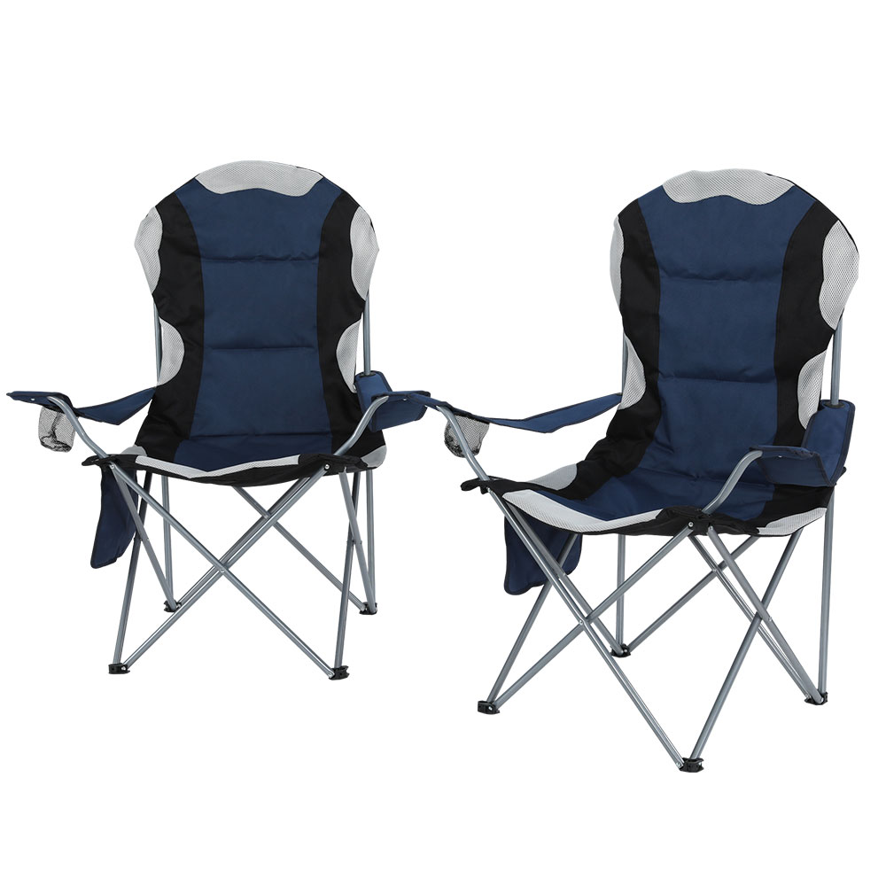 CAMP-B-C-61-NA-FC2-00 Weisshorn Camping Folding Chair Portable Outdoor Hiking Fishing Picnic Navy 2pcs - Image 1