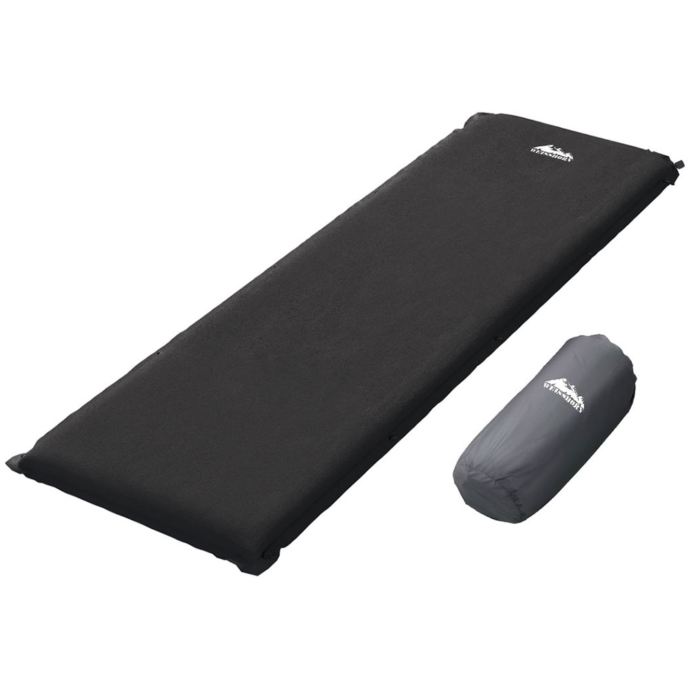 CAMP-B-MAT-SUE-SIN-BK-139236-00 Weisshorn Self Inflating Mattress Camping Sleeping Mat Air Bed Pad Single Black - Image 1