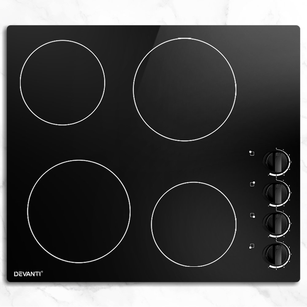 CCT-B-4B-4Z-KNOB-BK-20732-06 Devanti Electric Ceramic Cooktop 60cm - Image 1