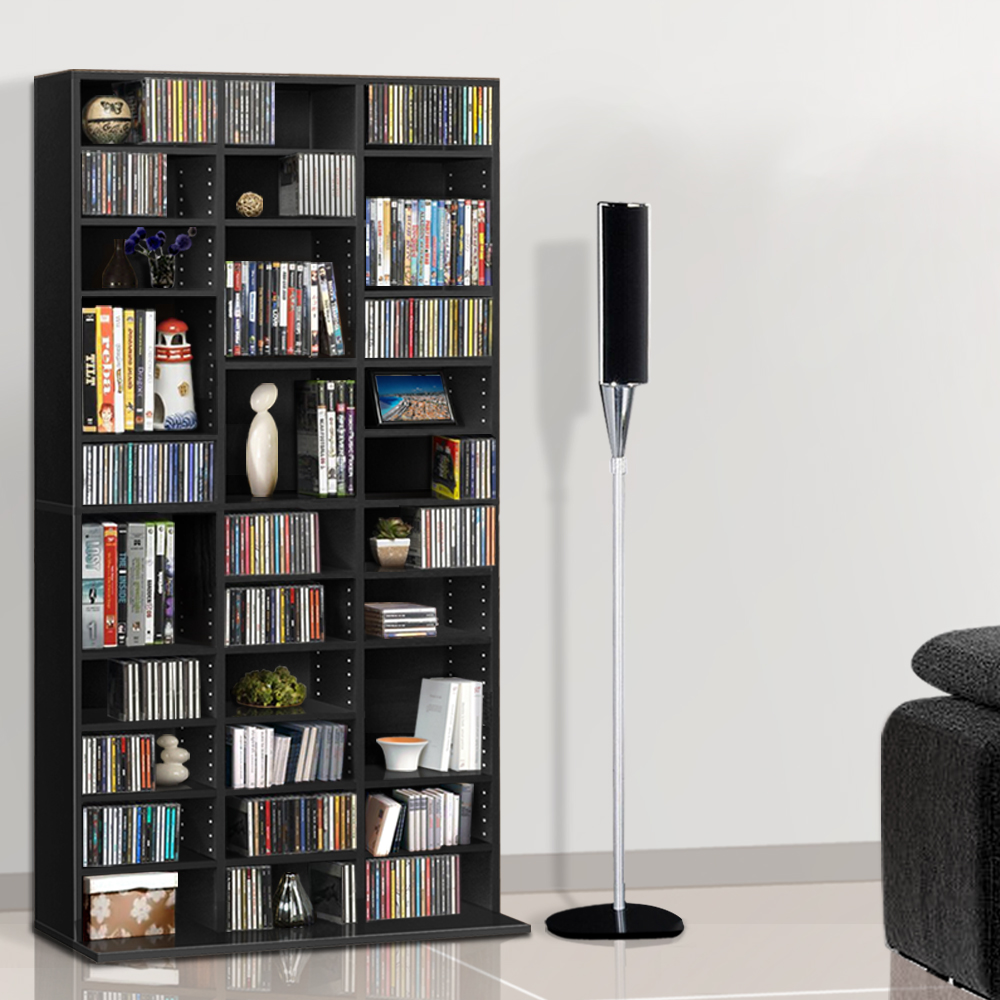 CD-SHELF-BL-AB-1906-07 Artiss Bookshelf CD Storage Rack - BERT Black - Image 1