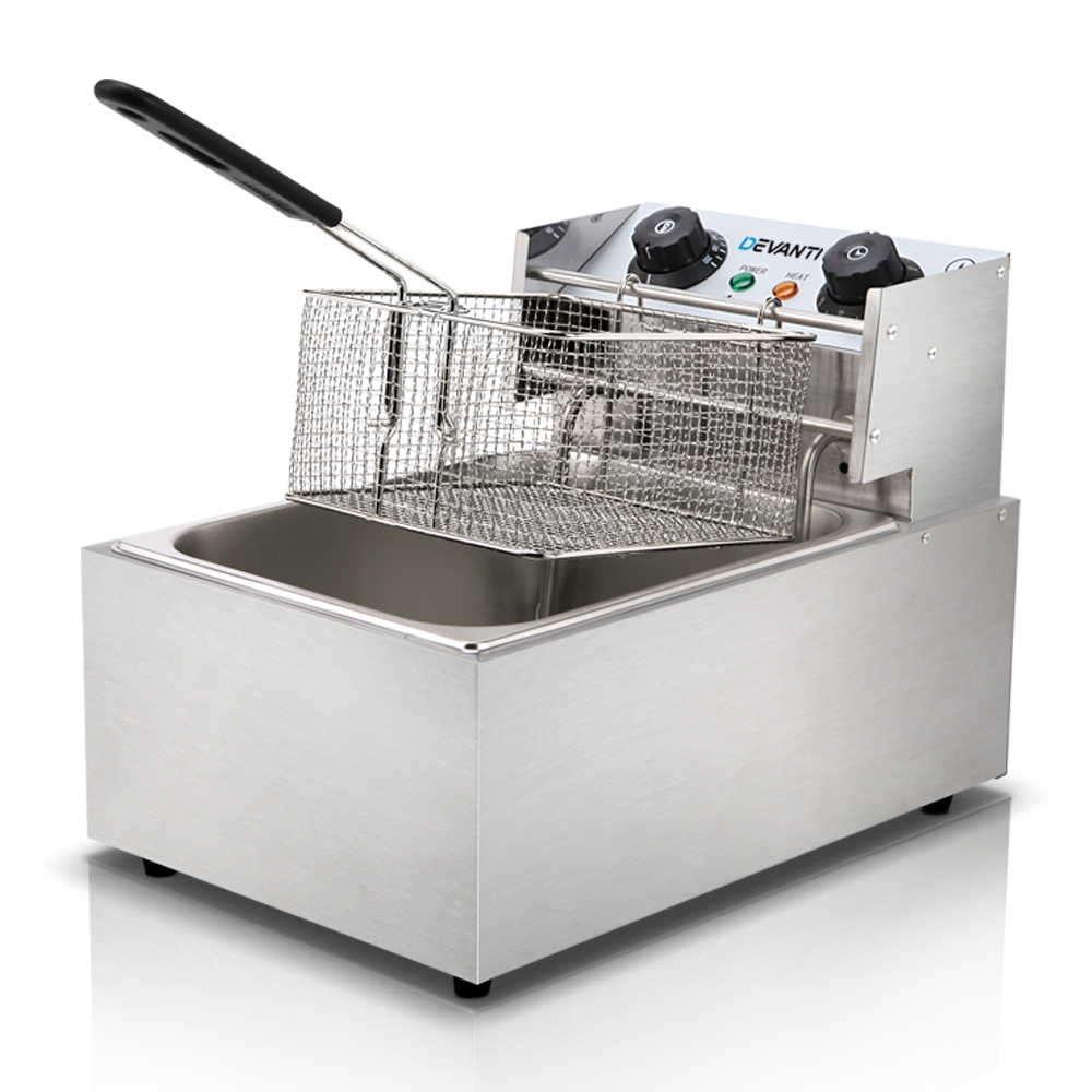 CDF-D4C-SINGLE-2681-00 Devanti 10L Electric Commercial Deep Fryer Single Basket 2200W - Image 1