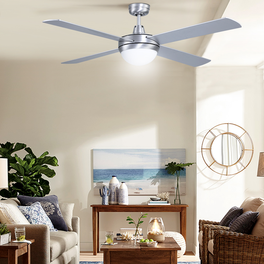 CF-RC-52-SI-202502281650-00 Devanti 52'' Ceiling Fan AC Motor w/Light w/Remote - Silver - Image 1