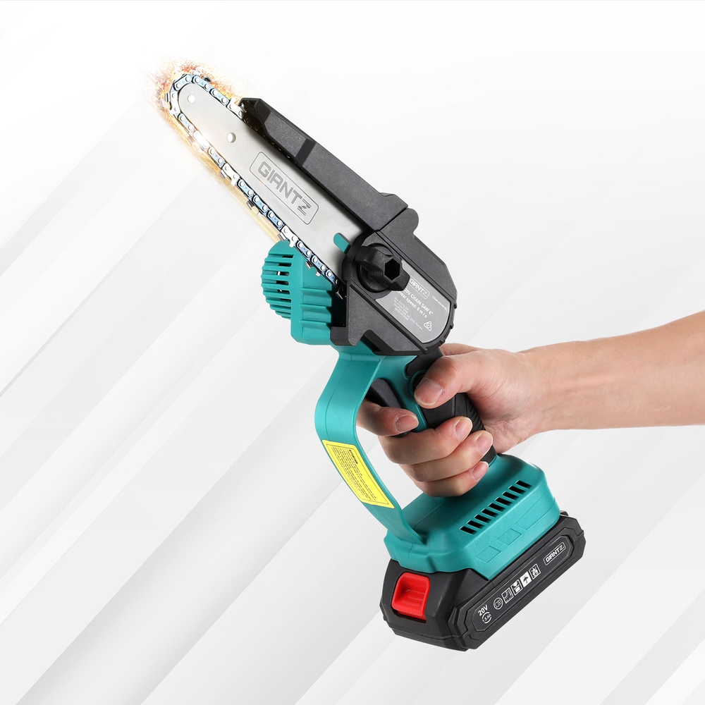 CSAW-20V-6IN-BL-186686-06 Giantz 6" Mini Cordless Electric Chainsaw Rechargeable Wood Cutter - Image 1