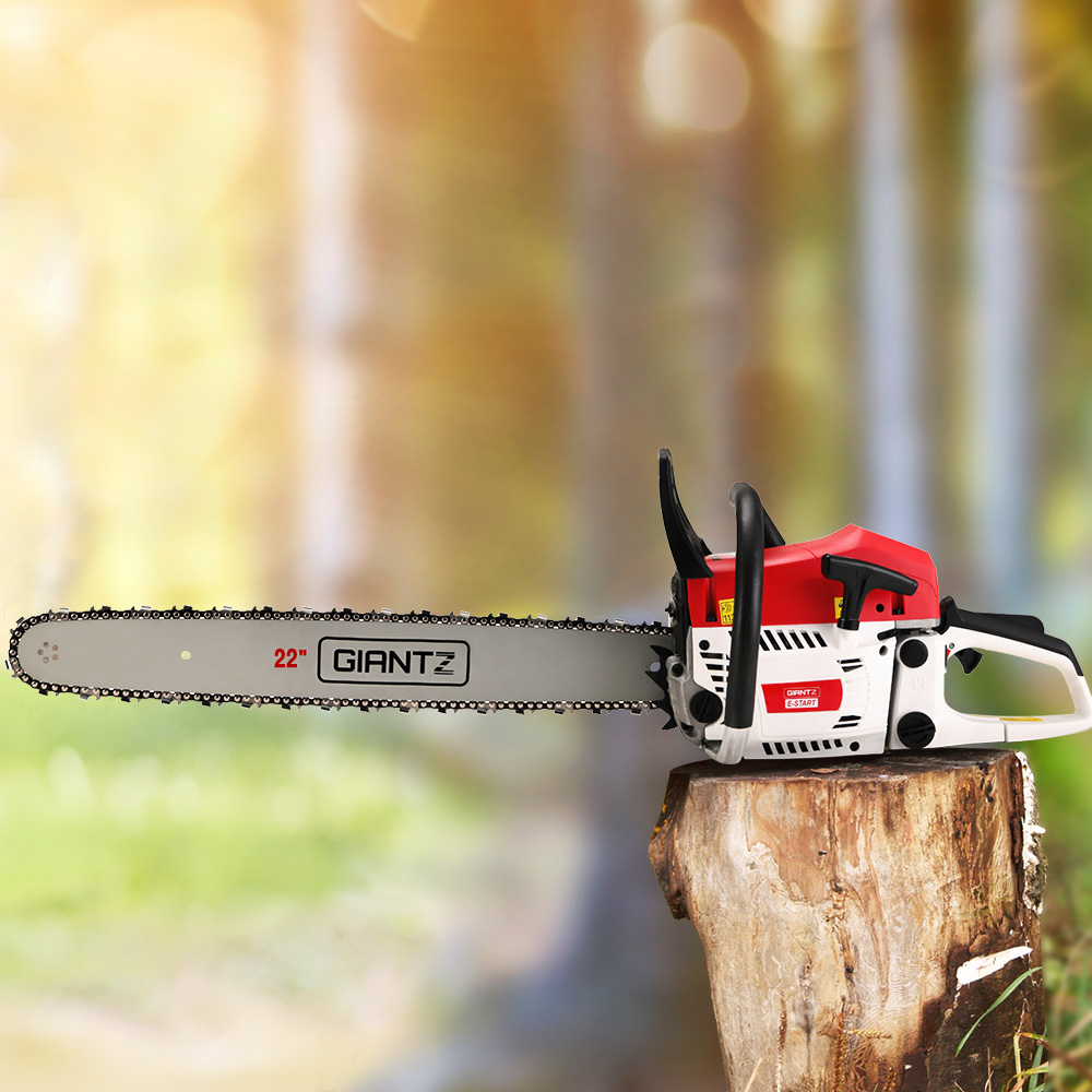 CSAW-SXTO-22-RDWH-2C-53808-06 Giantz Chainsaw Petrol 62CC 22" Bar Commercial E-Start Pruning Chain Saw - Image 1