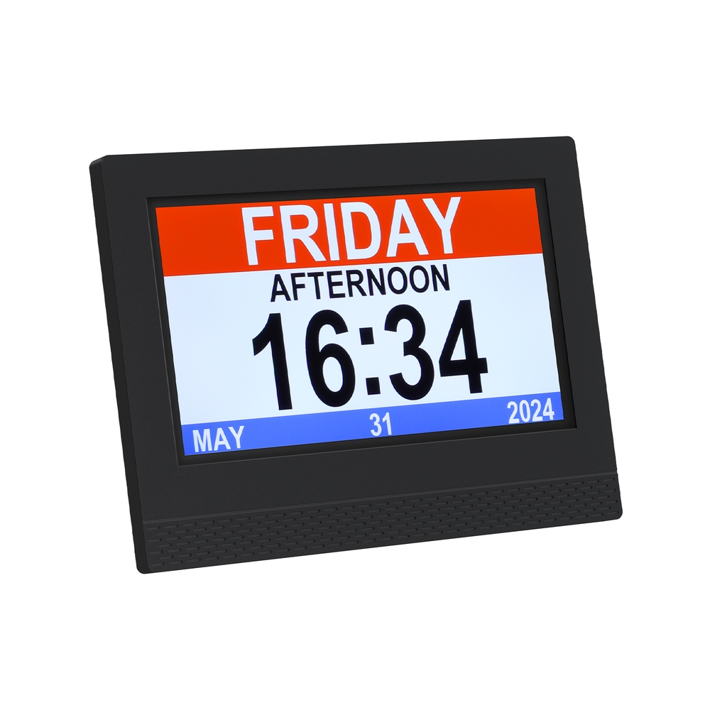 DDC-7INCH-BK-185530-00 Artiss 7" Digital Day Clock Calendar Alarm Black - Image 1