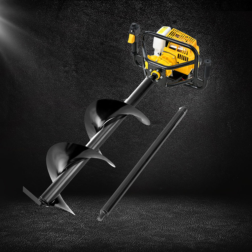 DI-EE-N-YE-AUG300-186646-06 Giantz 82CC Post Hole Digger 300mm Petrol Drill Auger Extension Bits - Image 1