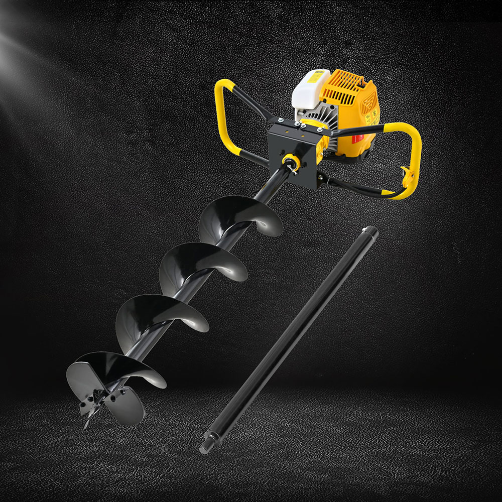 DI-SF-N-YE-AUG200-186644-06 Giantz 74CC Post Hole Digger 200mm Petrol Drill Auger Extension Bits - Image 1