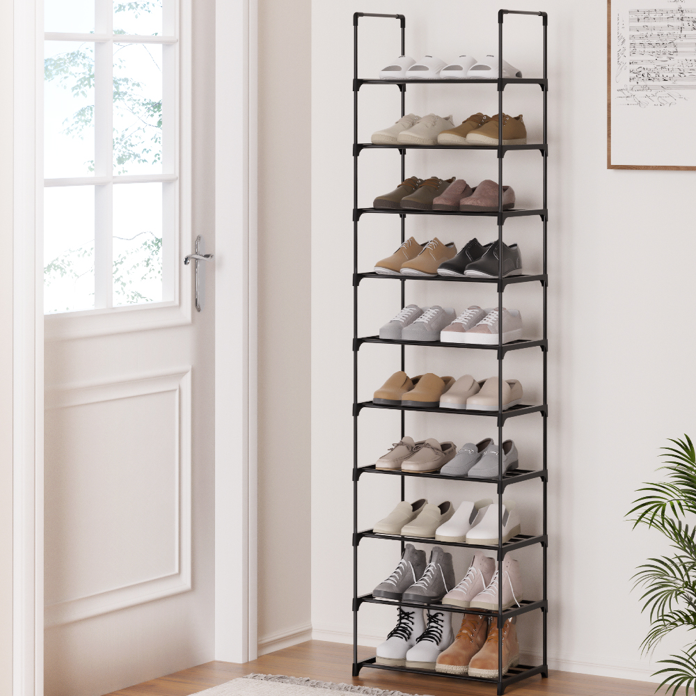 DIY-SHOE-10T-BK-139379-04 Artiss Shoe Rack DIY Stackable 10-tier Black Dunn - Image 1