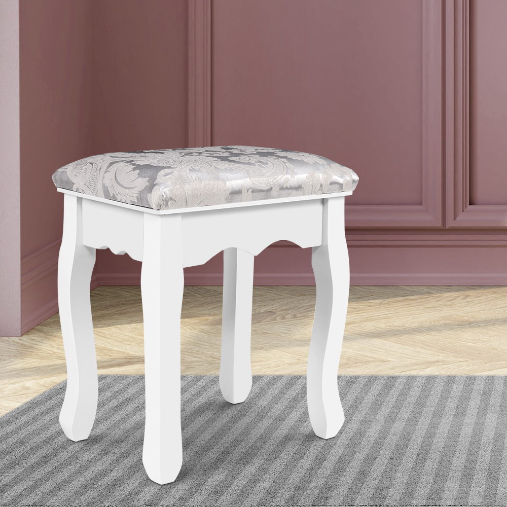 DRESS-D-STOOL-WH-202502281352-00 Artiss Dressing Table Stool Velvet White - Image 1