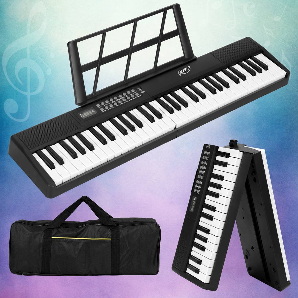 EK-FOLD-666-BK-149197-06 Alpha 61 Keys Foldable Electronic Piano Keyboard Digital Electric w/ Carry Bag - Image 1