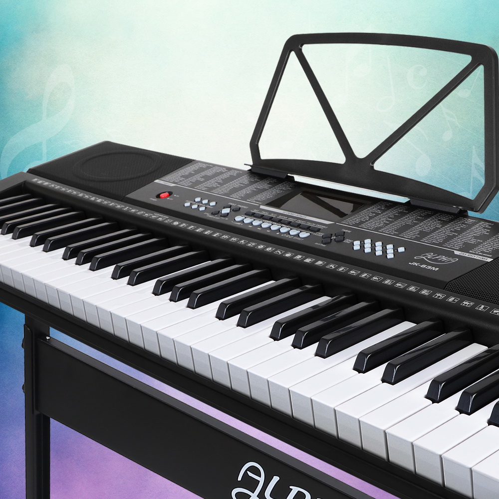 EK-JK-63-BK-H-202502281912-00 Alpha 61 Keys Electronic Piano Keyboard Digital Electric w/ Stand Sound Speaker - Image 1
