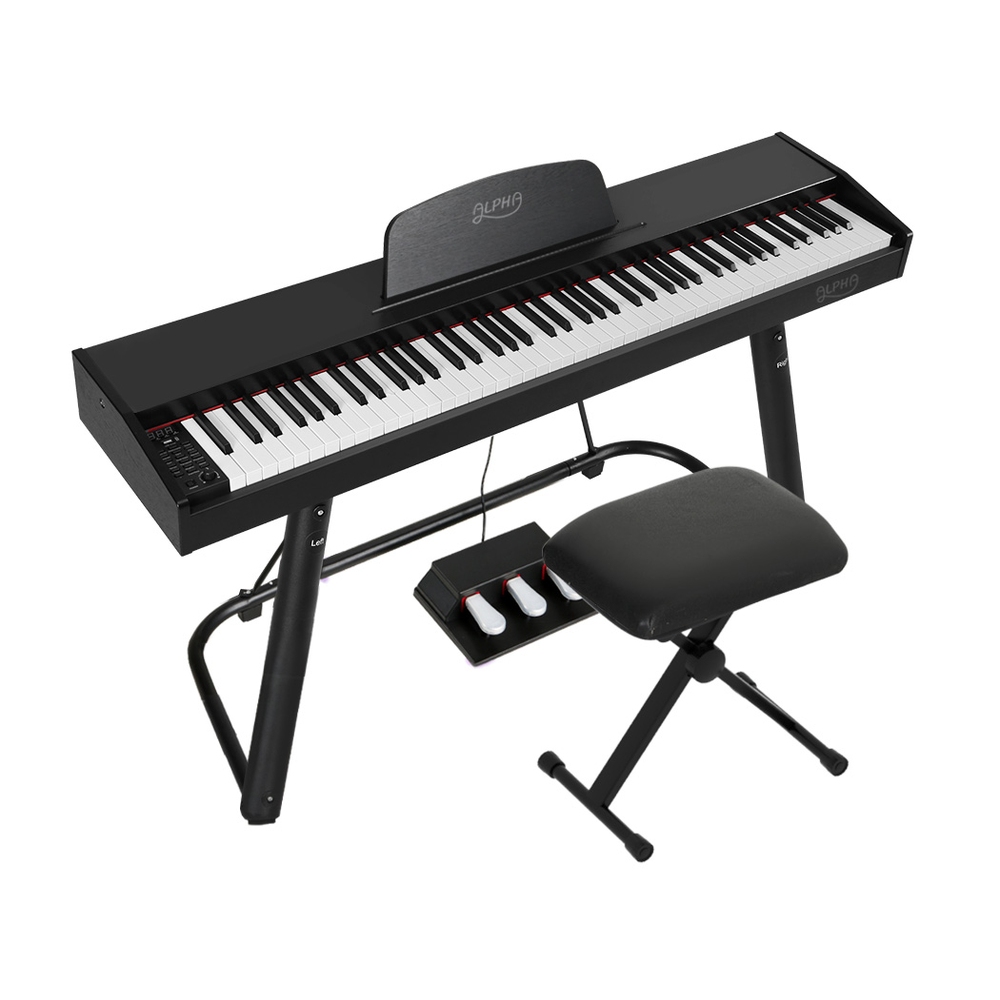 EK-WP-88-BK-B01-149277-00 Alpha 88 Keys Electronic Piano Keyboard Digital Electric w/ Stand Stool Weighted - Image 1