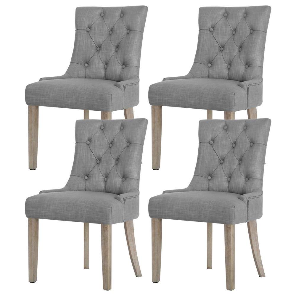 FA-CHAIR-DIN470S-GYX4-202505011205-00 Artiss Dining Chairs Set of 4 Linen French Provincial Grey - Image 1