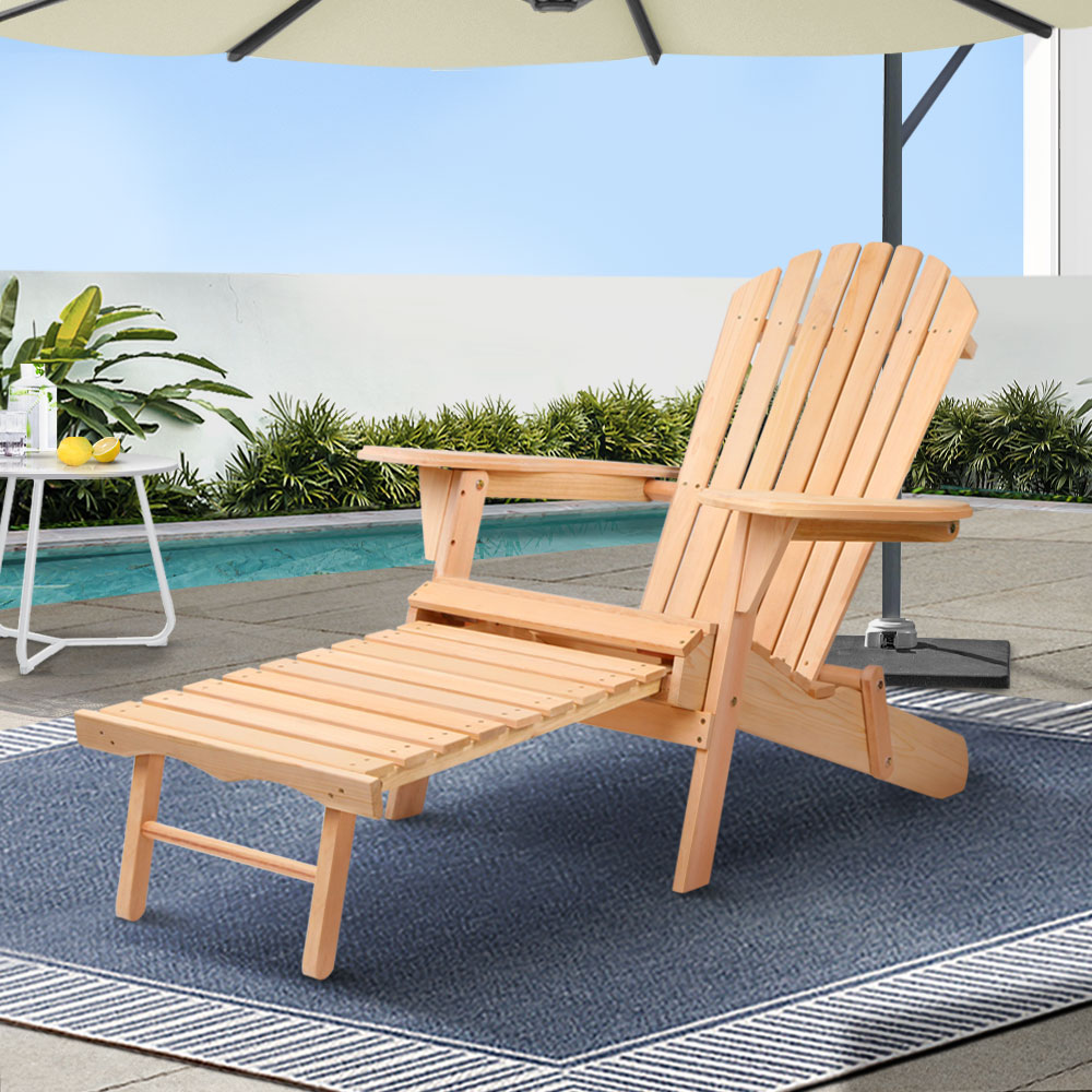 FF-BEACH-CHOTTO-NTL-202502281624-00 Gardeon Adirondack Outdoor Chairs Wooden Sun Lounge Patio Furniture Garden Natural - Image 1