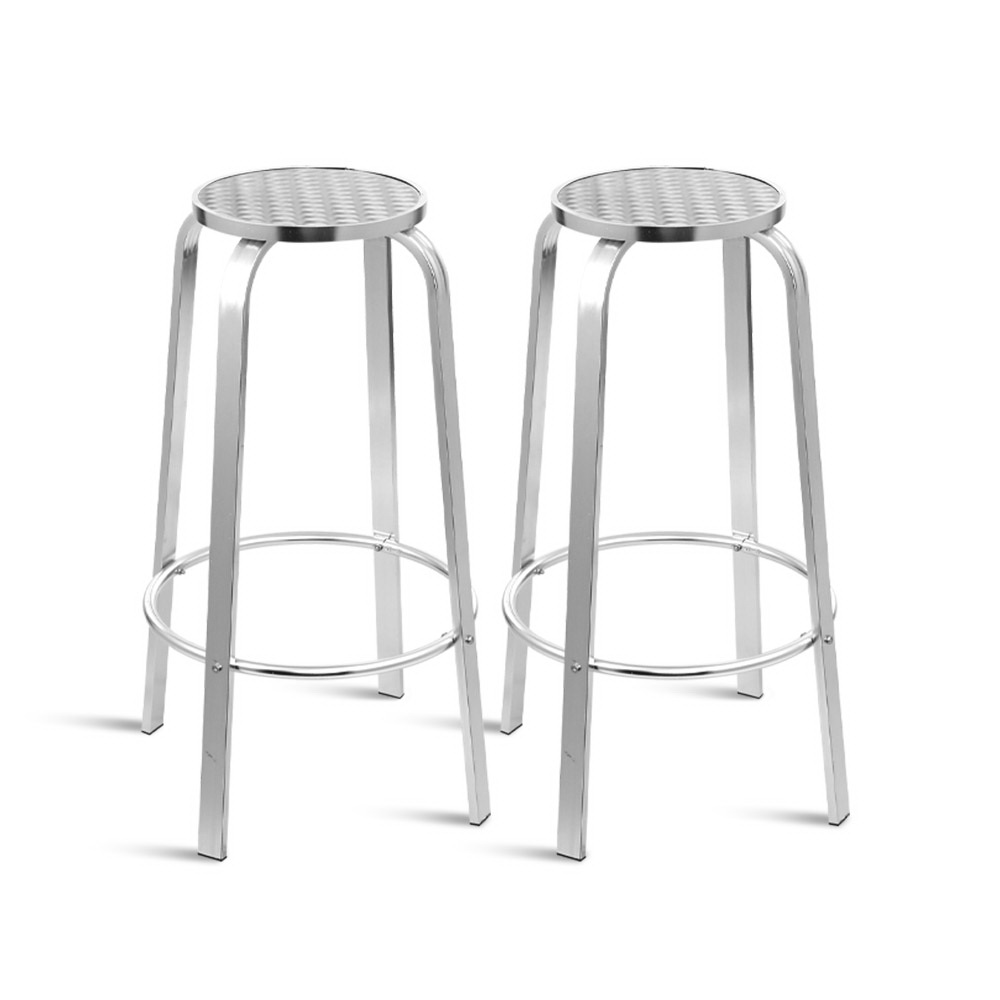 FF-CHAIR-AL82-X2-00 Gardeon 2x Outdoor Bar Stools Aluminum - Image 1