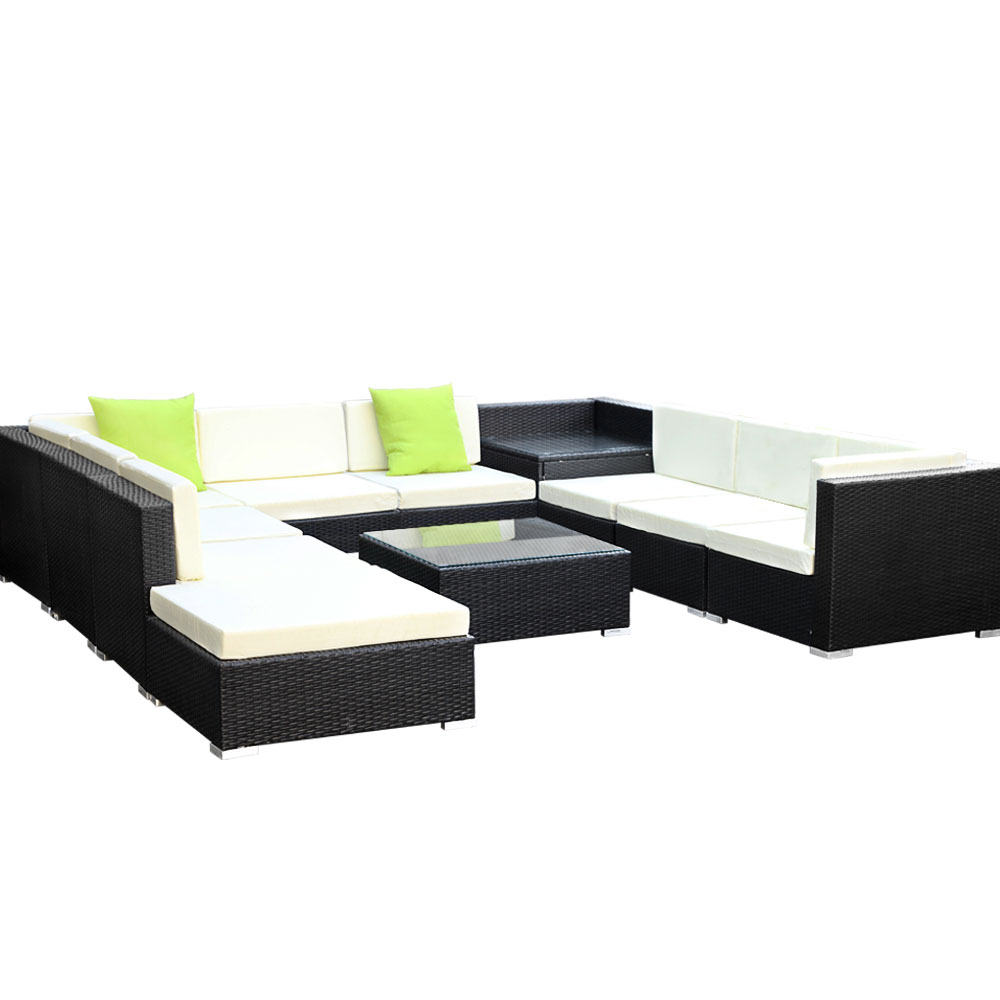 FF-SOFA-BK-11PC-ABCCD-N-00 Gardeon 11PC Outdoor Furniture Sofa Set Wicker Garden Patio Lounge - Image 1