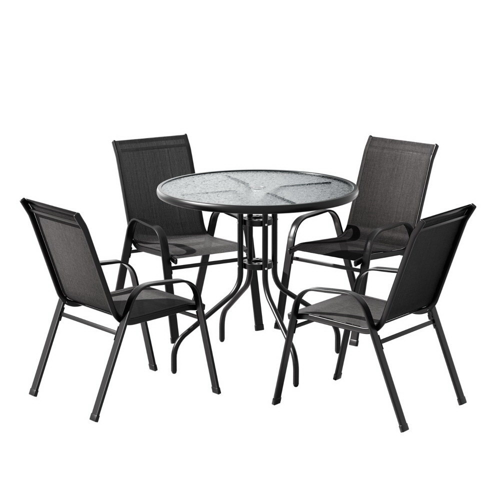 FF-STA-DINING-BK-215075-00 Gardeon Outdoor Dining Set Table and Chairs Patio Garden Furniture Bistro Set - Image 1
