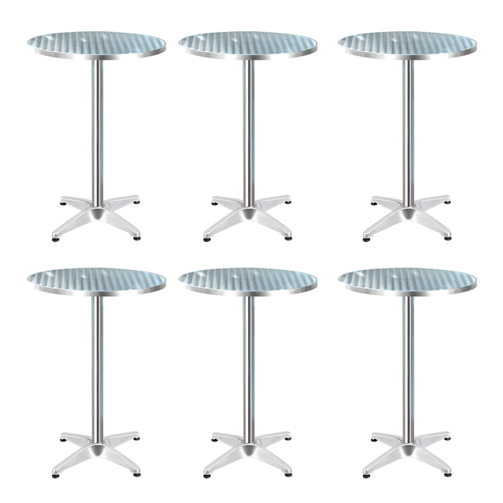 FF-TABLE-AL60-70110X6-00 Gardeon Set of 6 Outdoor Bar Table Aluminium Round 70/110CM - Image 1