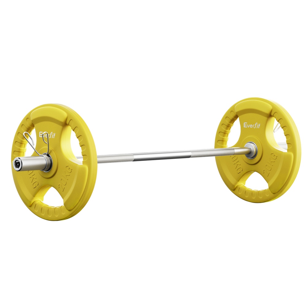 FIT-K-DB-SET-46KG-189510-00 Everfit Barbells 46KG 120CM Dumbbell Barbell Plate Weight Lifting Home Gym Yellow - Image 1